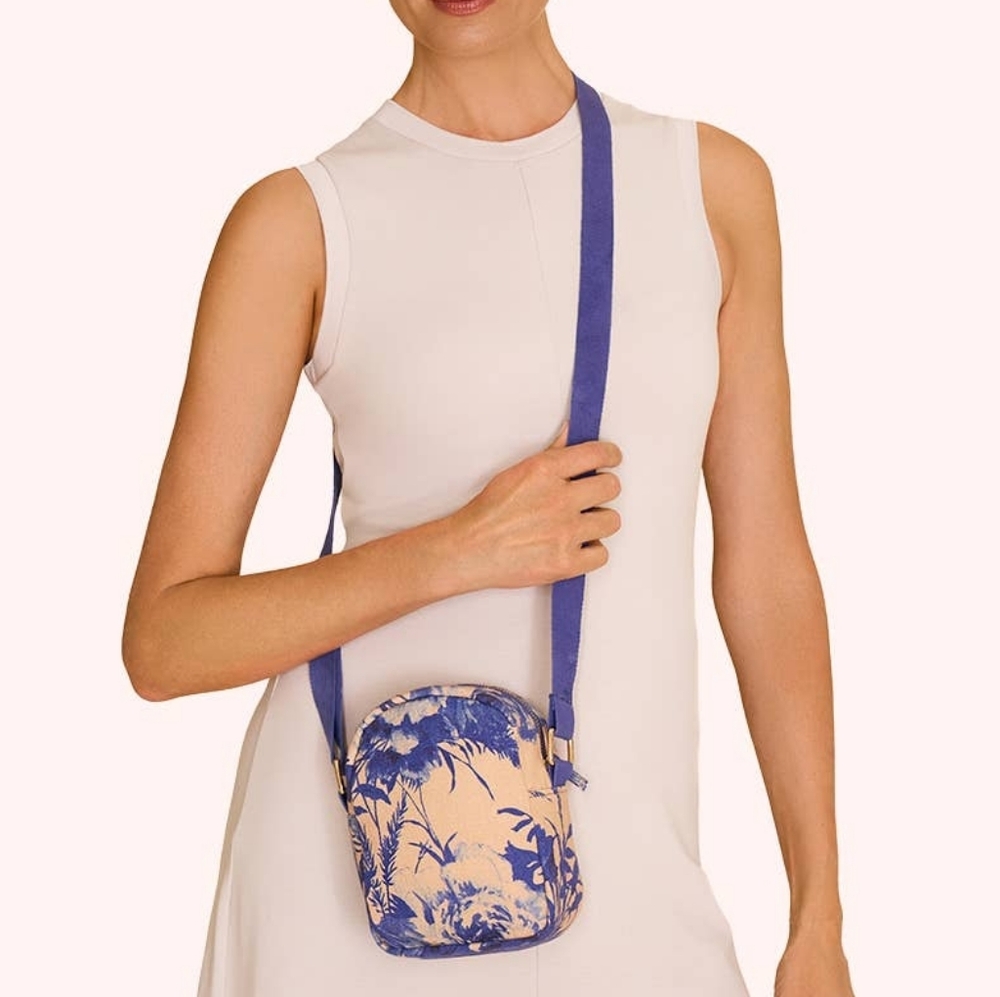 Powder Designs UK Floral Crossbody Bag in Blue and Cream